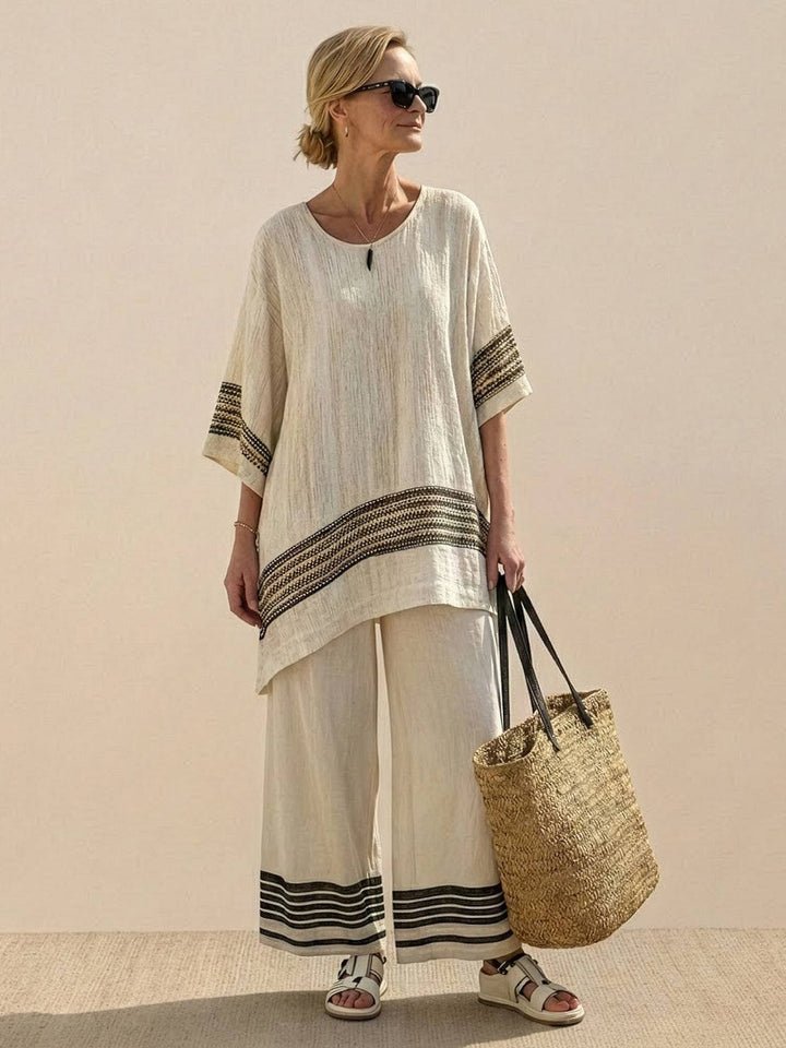 Paloma Striped Wide-Leg Pants &amp; Oversized Pocket Tee Set