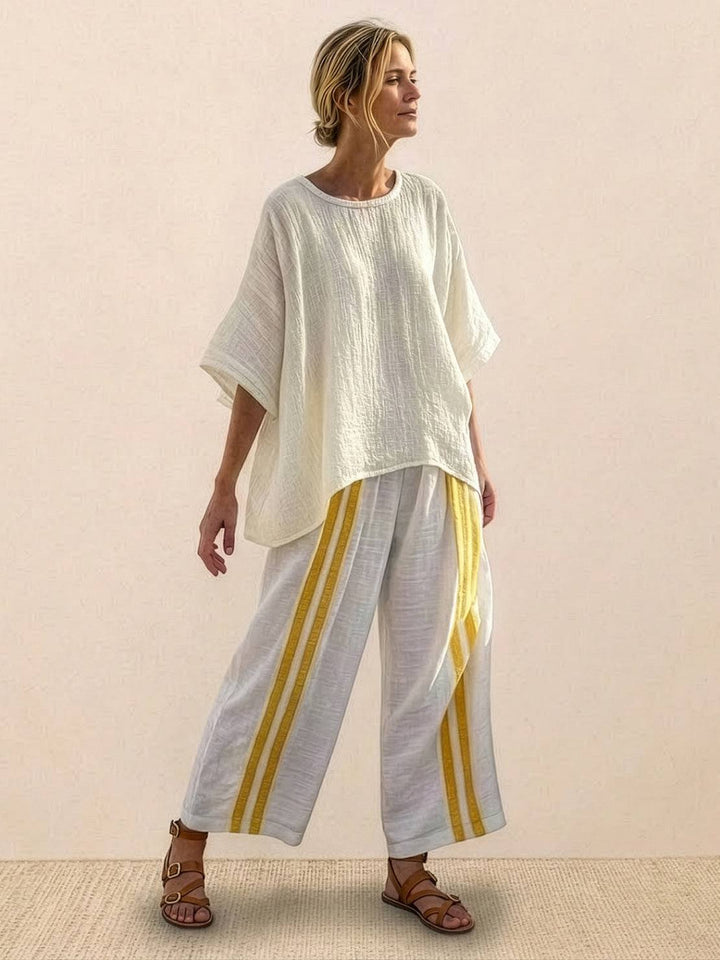 Paloma Striped Wide-Leg Pants &amp; Oversized Pocket Tee Set