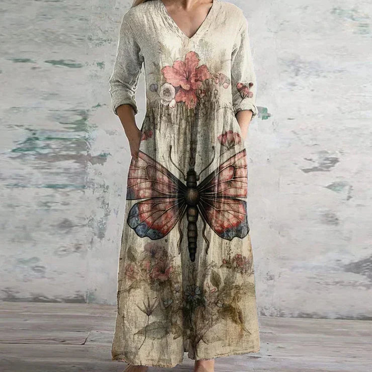Kristen Retro Floral Maxi Dress