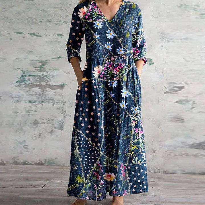 Kristen Retro Floral Maxi Dress