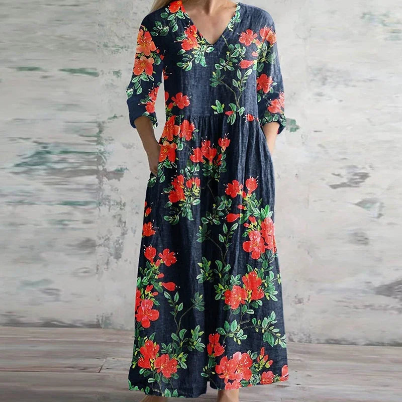 Kristen Retro Floral Maxi Dress