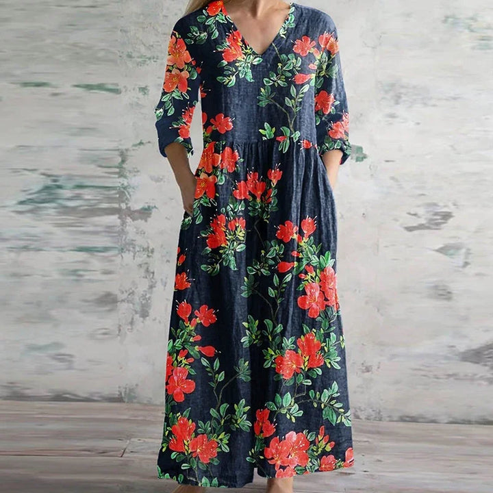 Kristen Retro Floral Maxi Dress