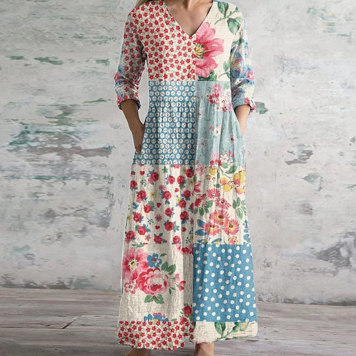 Kristen Retro Floral Maxi Dress