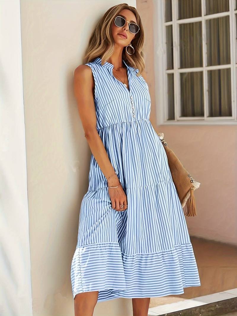 Celine Striped Tiered Summer Dress