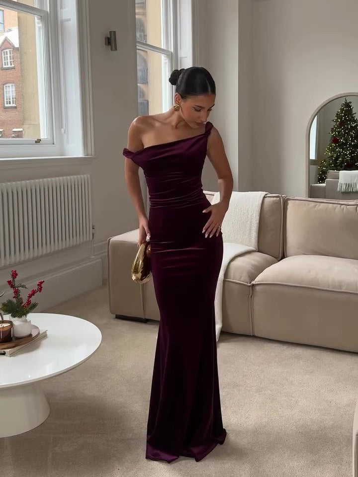 Sabrina One Shoulder Ruched Maxi Dress