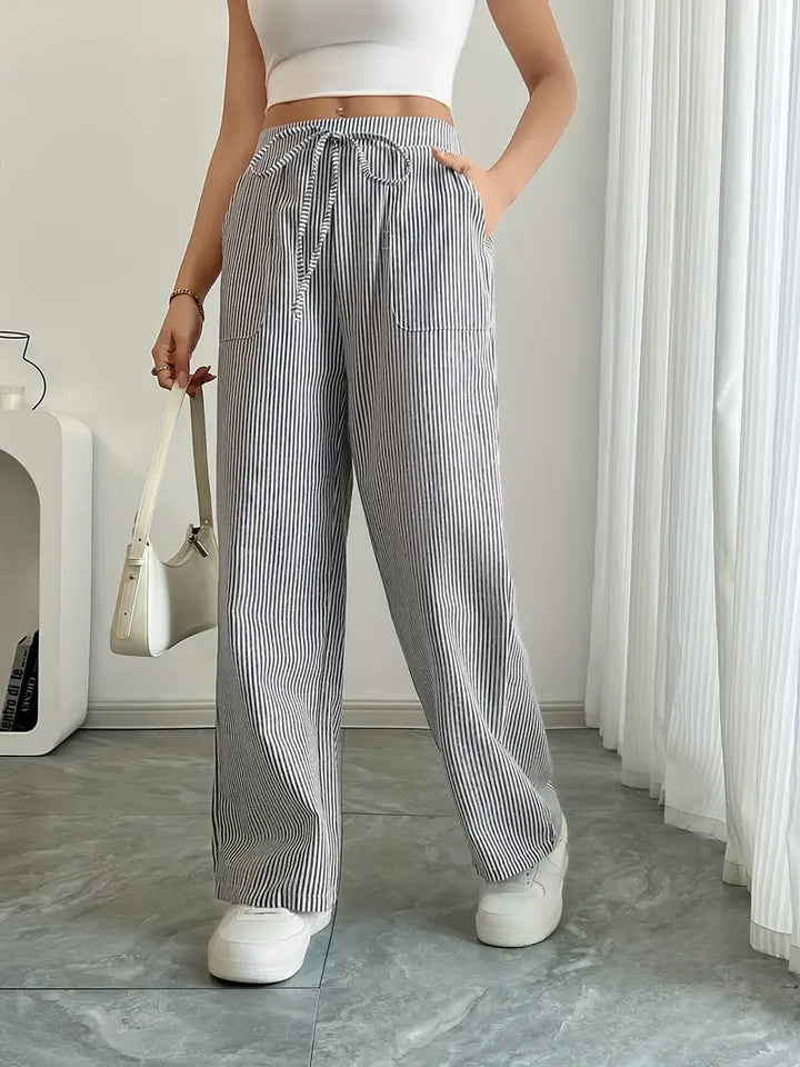 Soleia Striped Wide-Leg Trouser