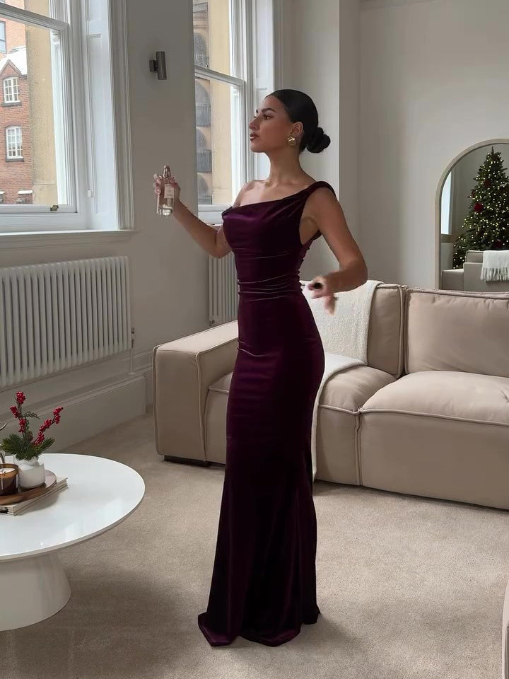 Sabrina One Shoulder Ruched Maxi Dress