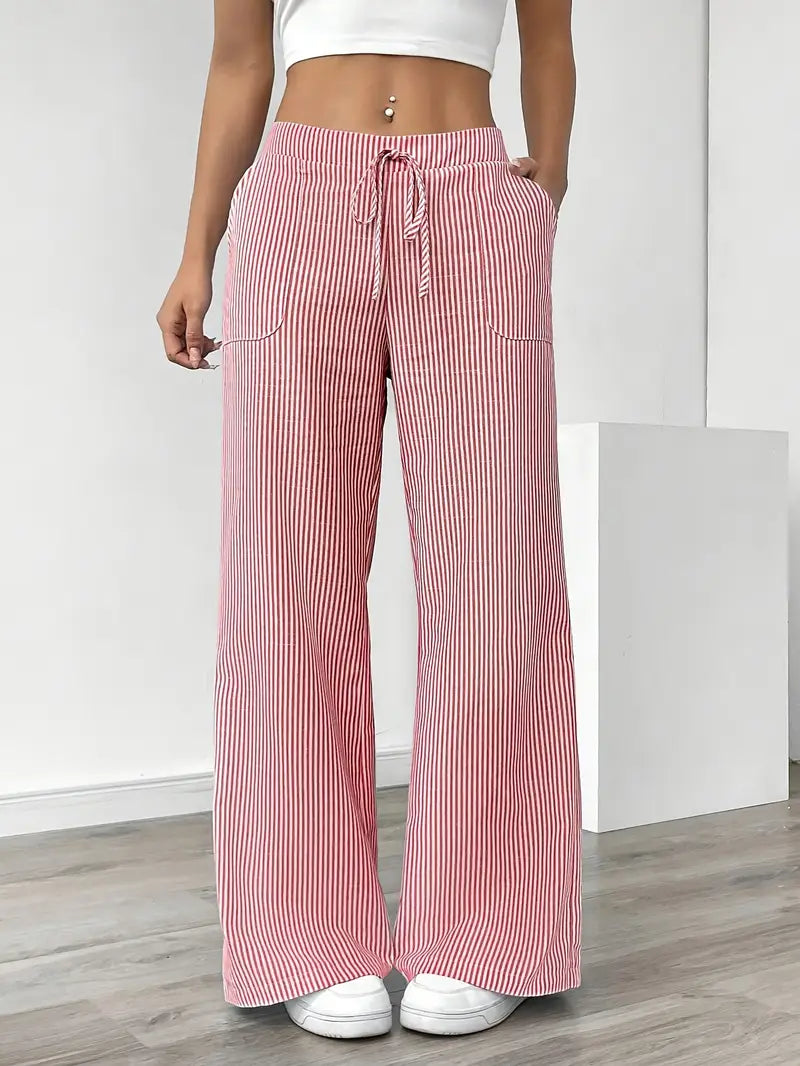 Soleia Striped Wide-Leg Trouser