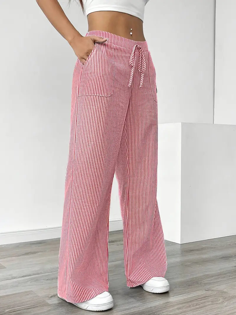Soleia Striped Wide-Leg Trouser