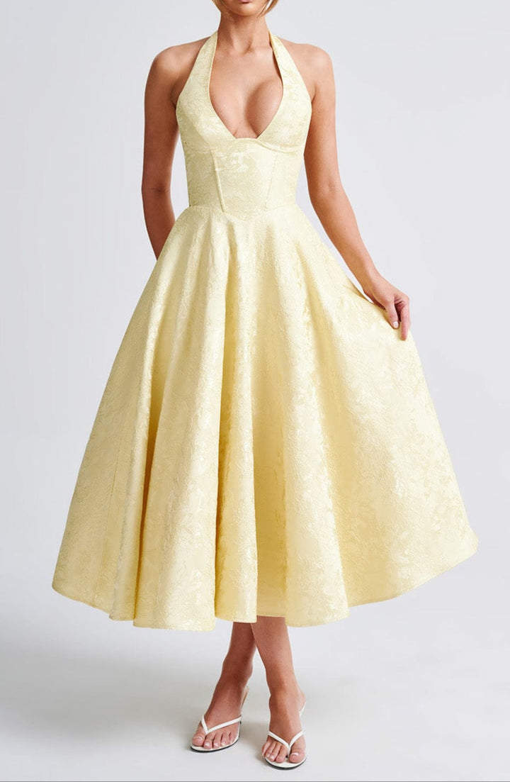 Celestine Halter Neck Corset Midi Dress
