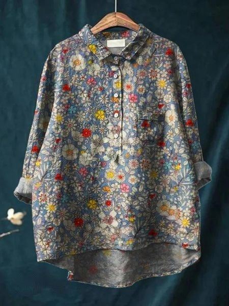 Monette Floral Button Front Blouse