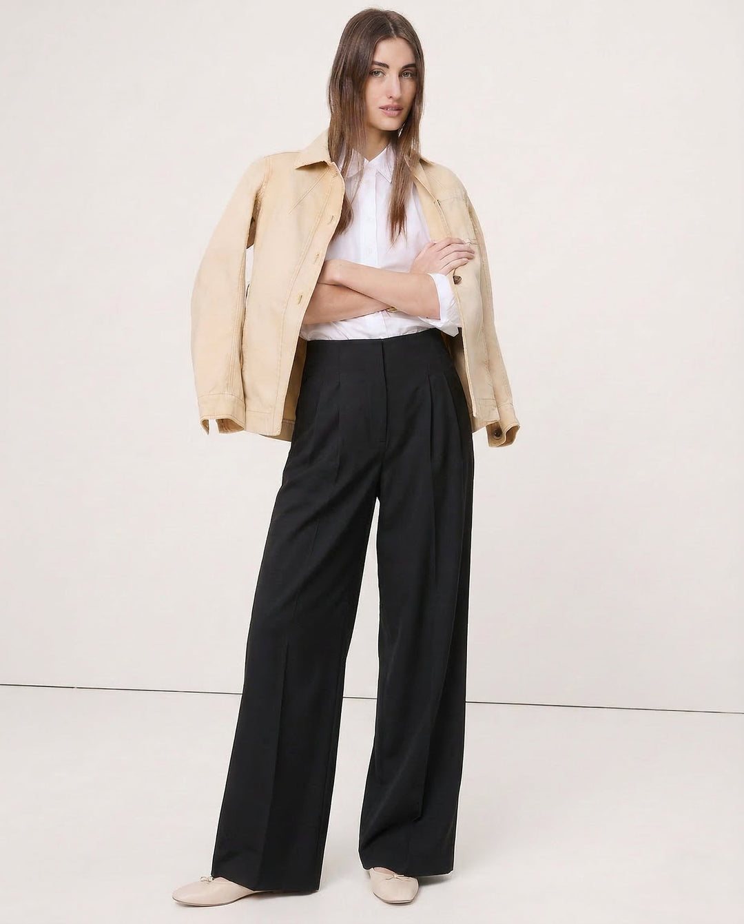 Virelle Draped Wide-Leg Trousers