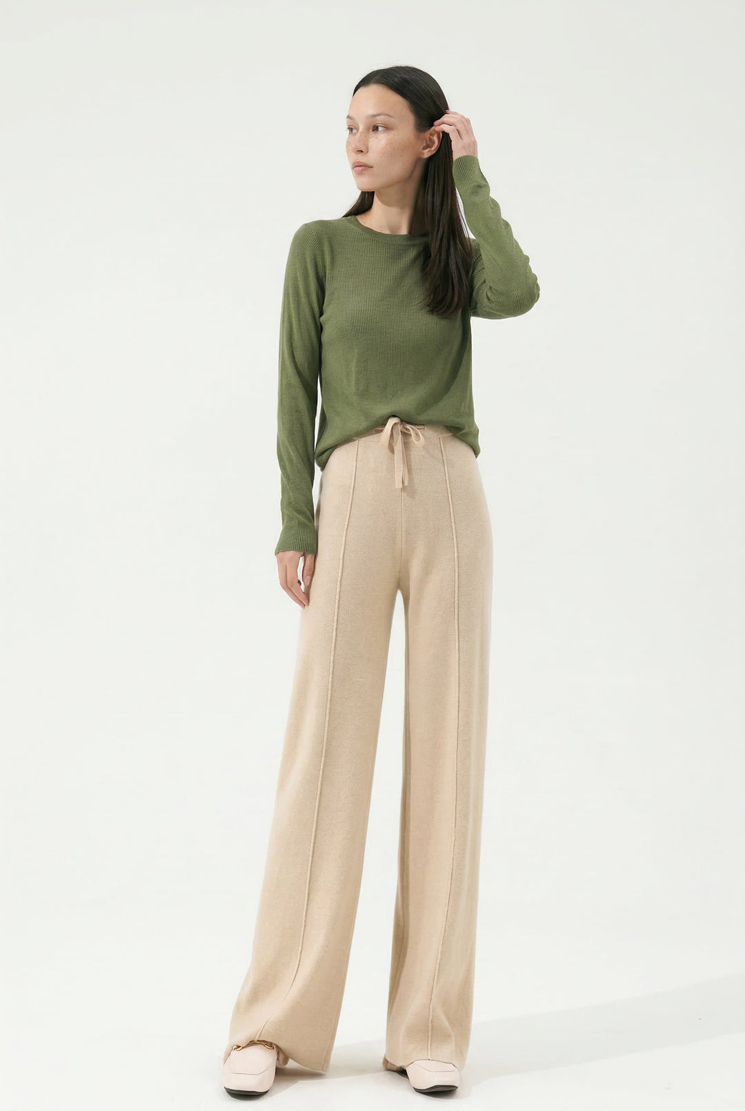 Elysia Merino Wool Wide-Leg Trousers