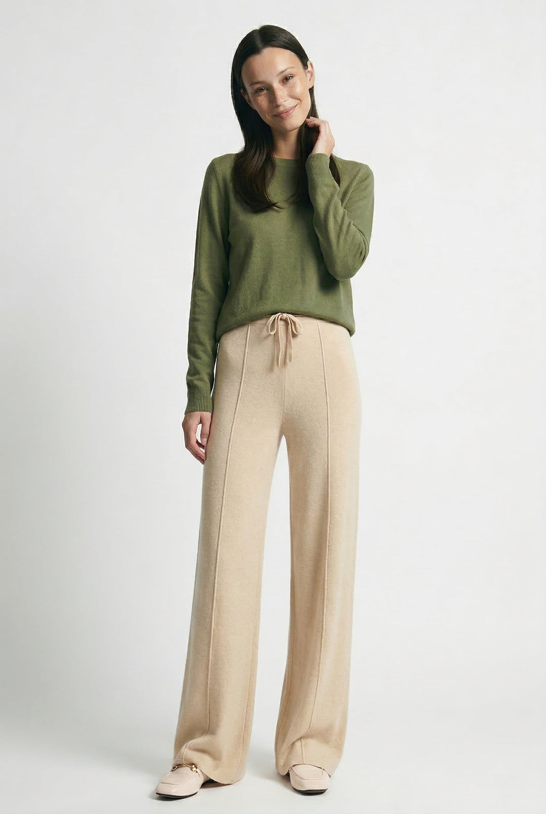 Elysia Merino Wool Wide-Leg Trousers