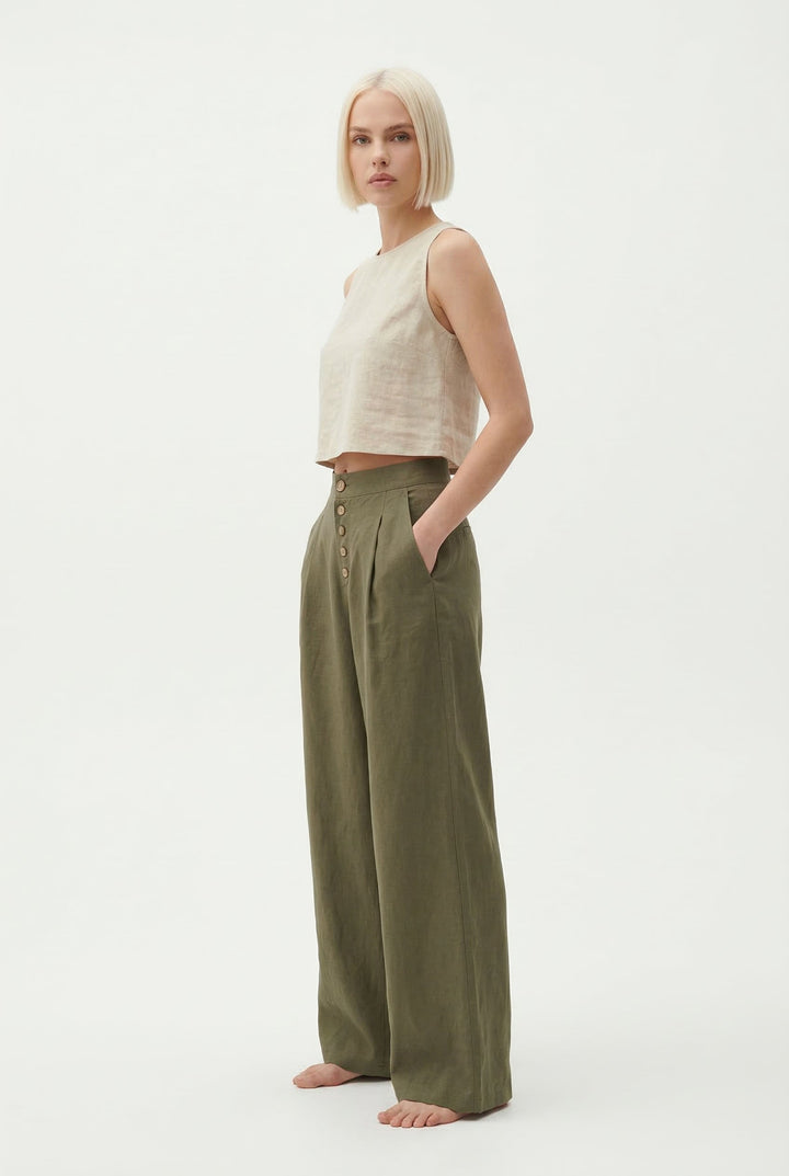 Solène Cotton Wide-Leg Everyday Pants