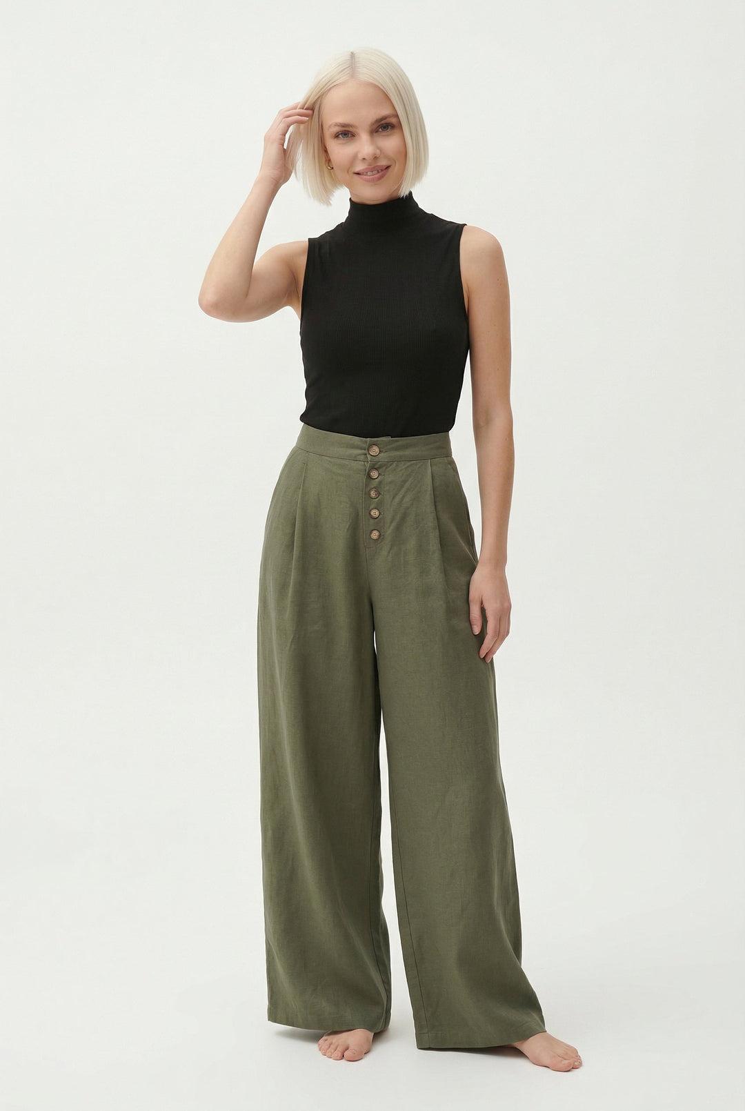 Solène Cotton Wide-Leg Everyday Pants