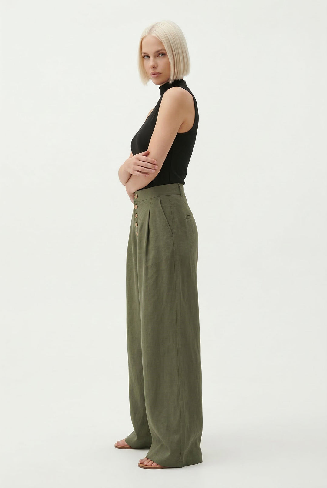 Solène Cotton Wide-Leg Everyday Pants