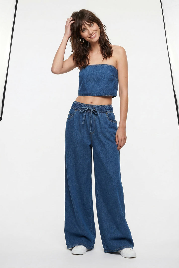 Auren Drawstring Wide-Leg Jeans