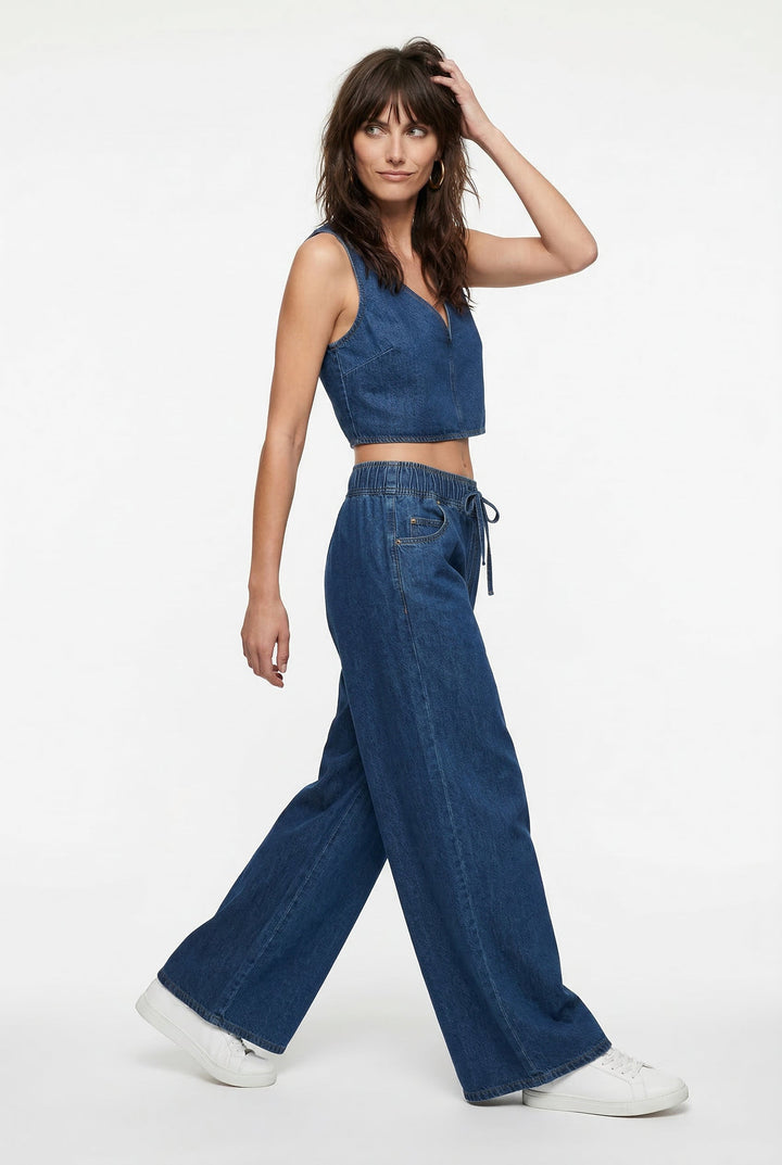 Auren Drawstring Wide-Leg Jeans