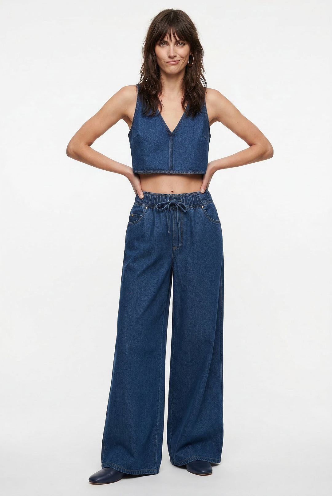 Auren Drawstring Wide-Leg Jeans
