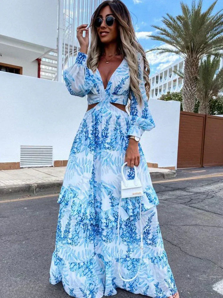 Lunara Printed Cut Out Maxi Dress