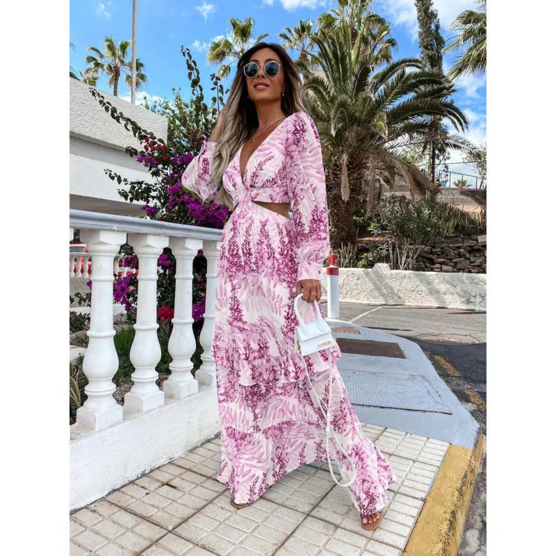Lunara Printed Cut Out Maxi Dress