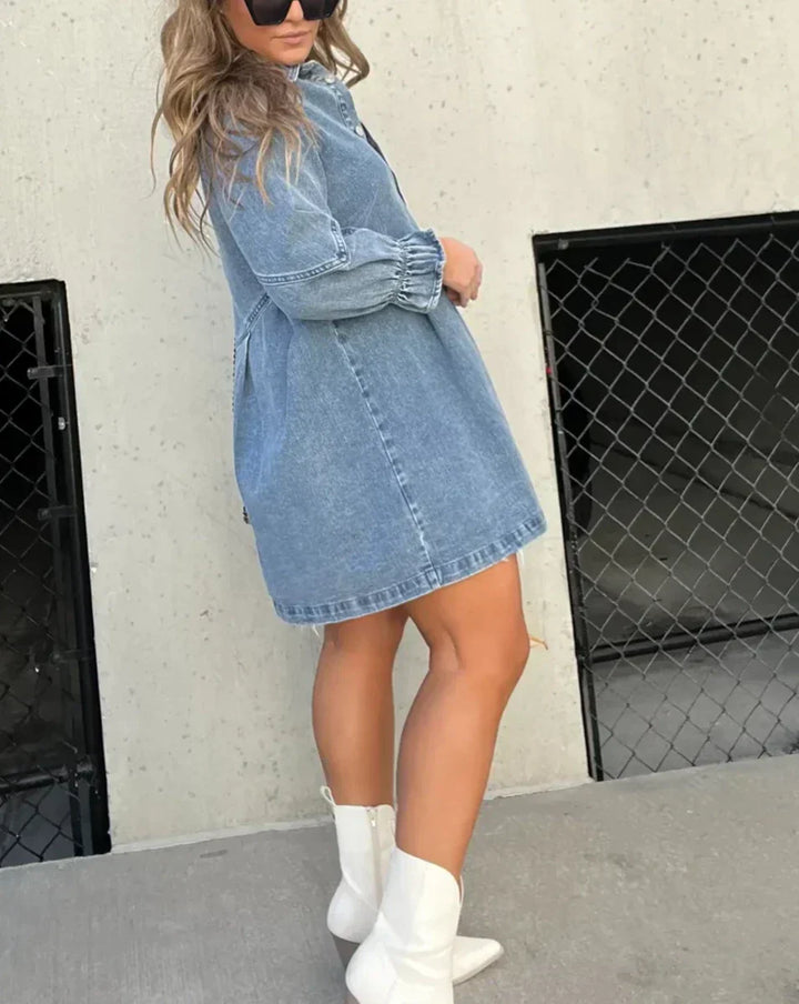 Sorelle Button Detail Denim Dress