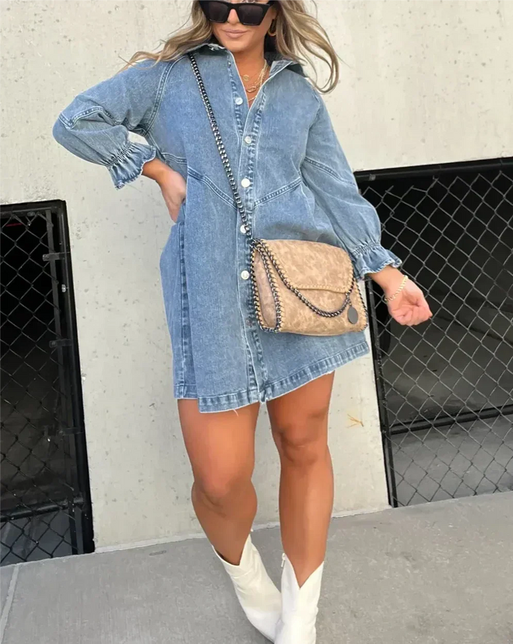 Sorelle Button Detail Denim Dress