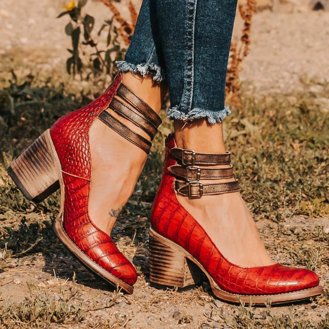 Naturéva Elegant Buckle Heel Sandals