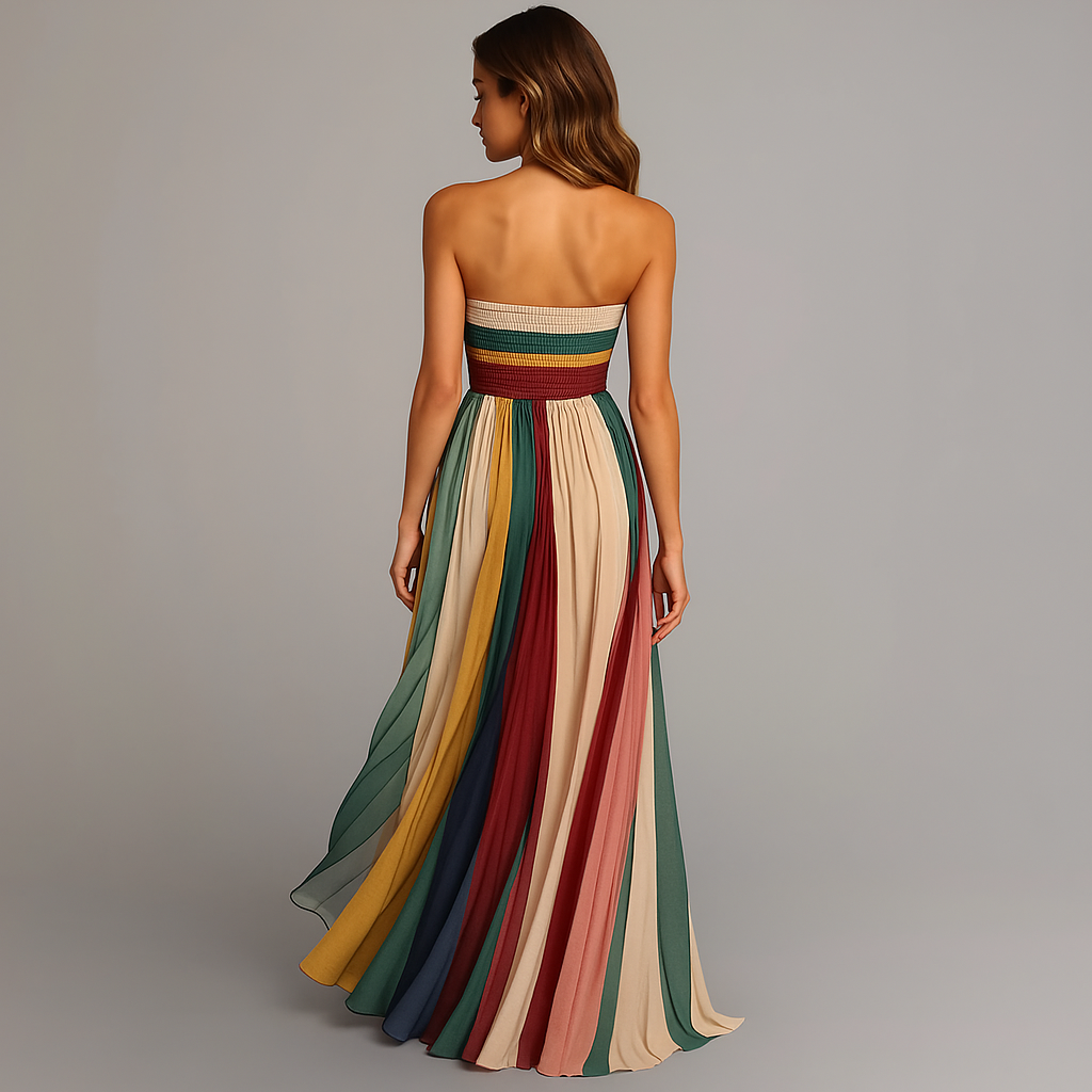 Judith Pleated Strapless Maxi Dress