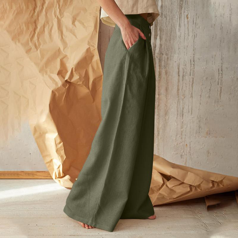 Solène Cotton Wide-Leg Everyday Pants