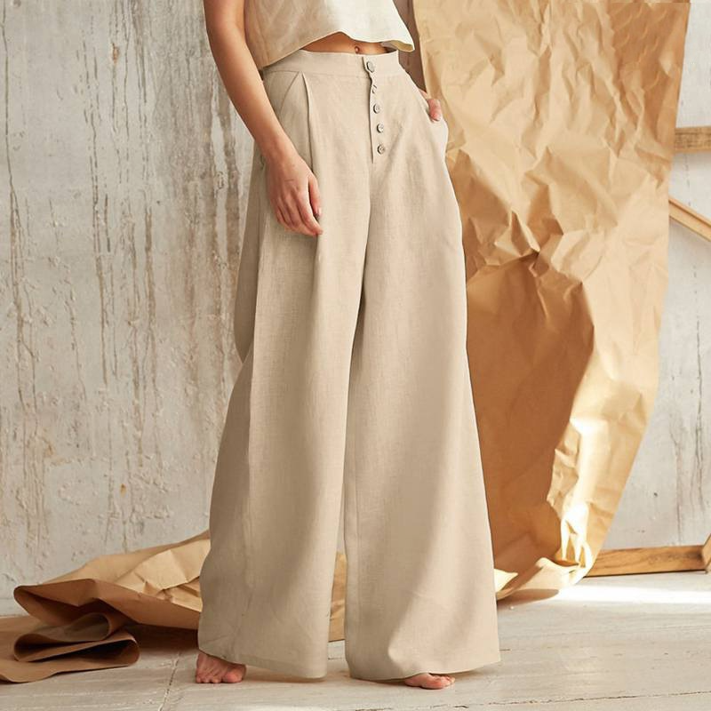 Solène Cotton Wide-Leg Everyday Pants