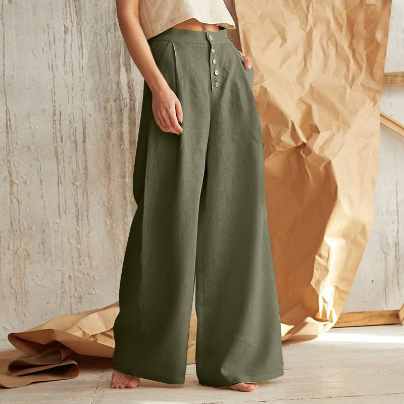 Solène Cotton Wide-Leg Everyday Pants