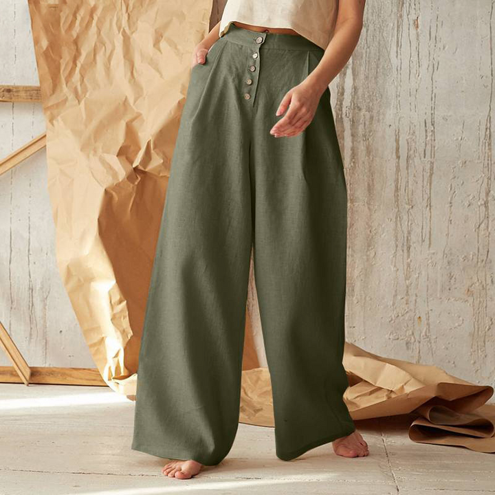 Solène Cotton Wide-Leg Everyday Pants