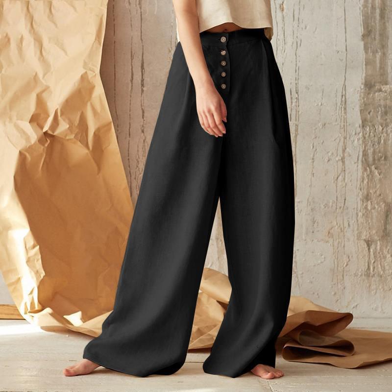 Solène Cotton Wide-Leg Everyday Pants