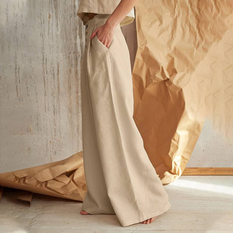 Solène Cotton Wide-Leg Everyday Pants