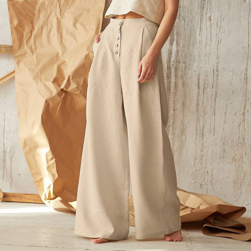 Solène Cotton Wide-Leg Everyday Pants