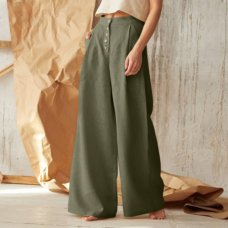 Solène Cotton Wide-Leg Everyday Pants