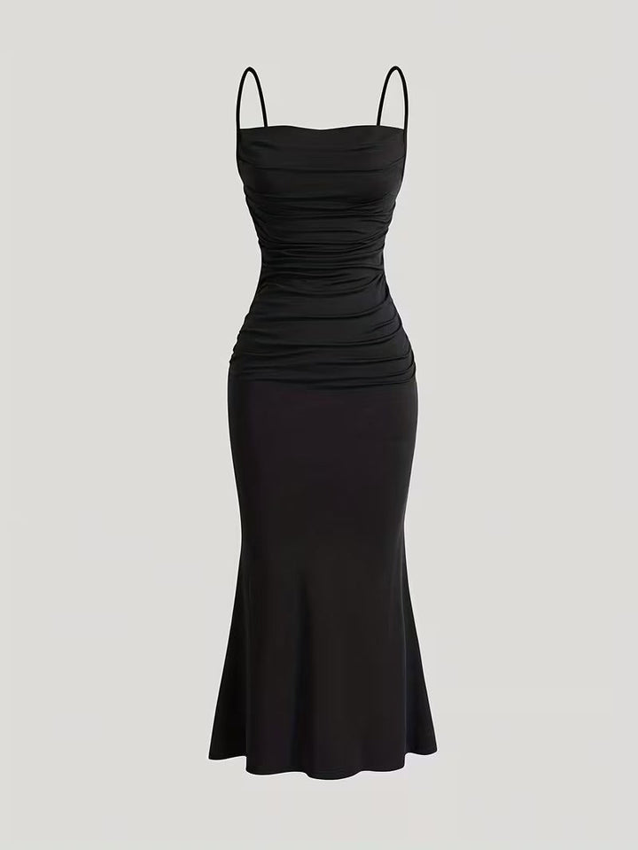 Elara Cowl Neck Ruched Maxi Dress