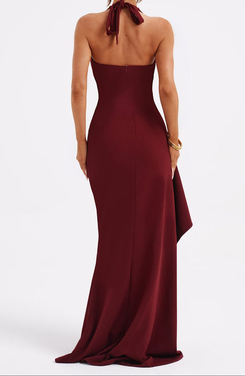 Selene Plunge Halter Maxi Dress