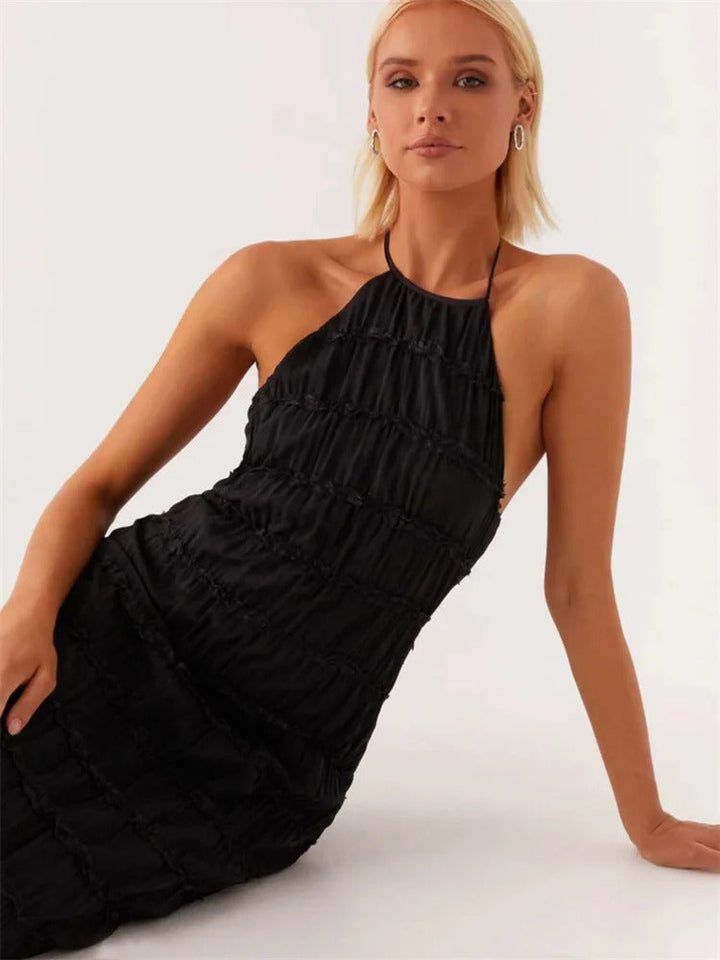 Lina Lace Trim Halter Maxi Dress