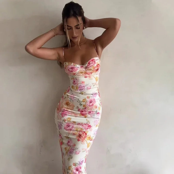 Heather Floral Lace Trim Maxi Dress