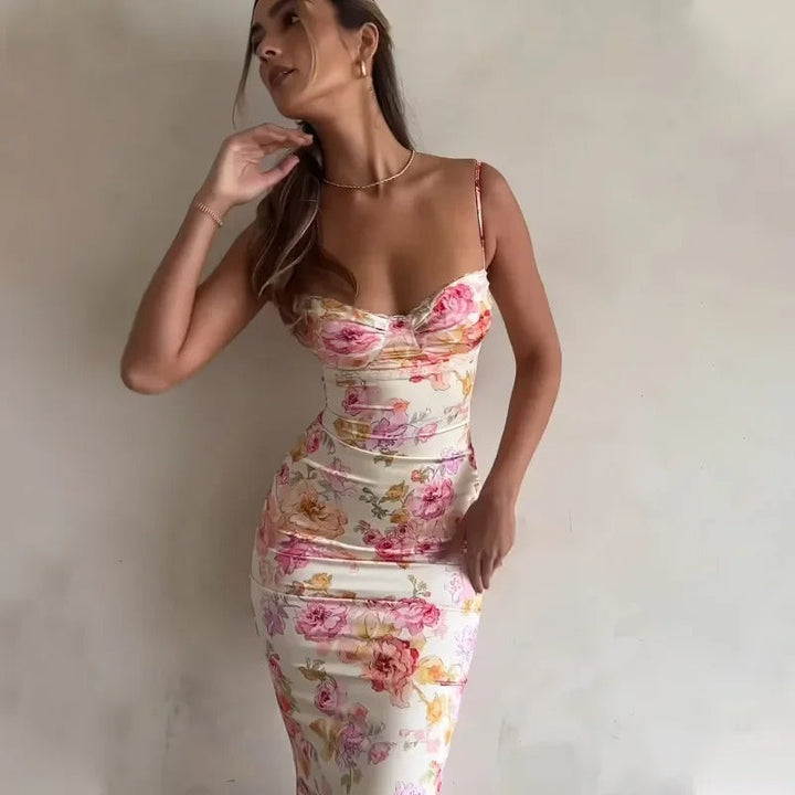 Heather Floral Lace Trim Maxi Dress