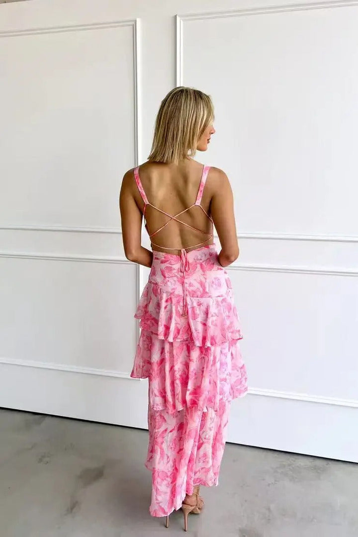 Fiorella Tiered Open Back Maxi Dress