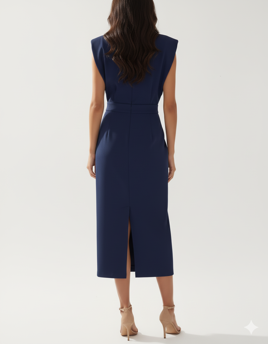 Lucienne Button Front Tailored Midi Dress