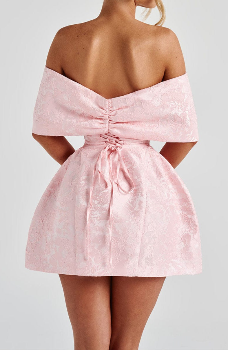 Arabella Off Shoulder Jacquard Mini Dress