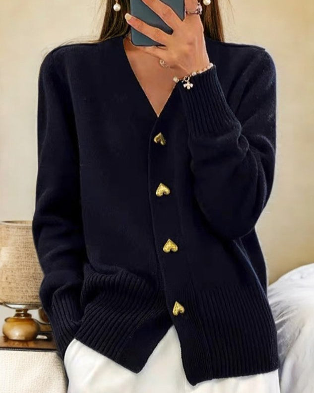 LilyHeart Heart Button Knit Cardigan