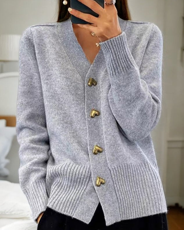 LilyHeart Heart Button Knit Cardigan