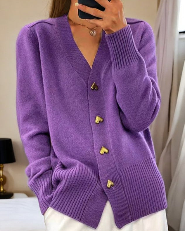 LilyHeart Heart Button Knit Cardigan