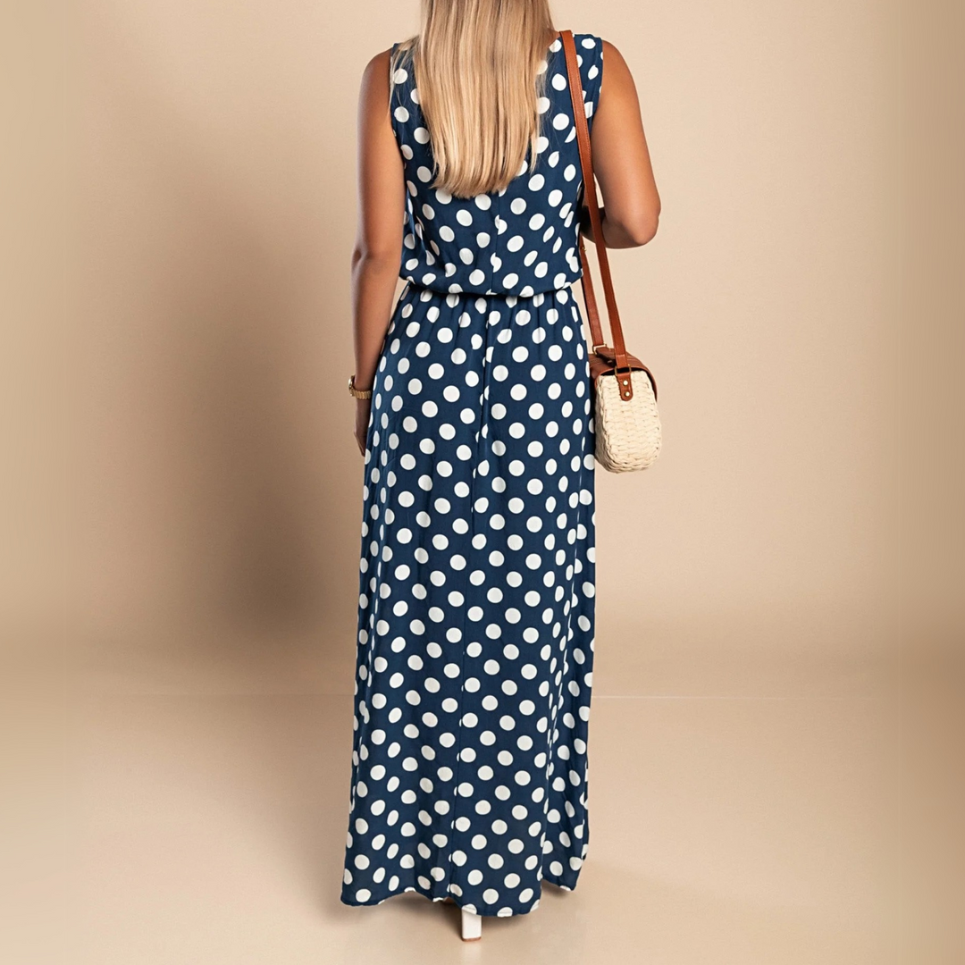Paula Polka Dot Sleeveless Maxi Dress